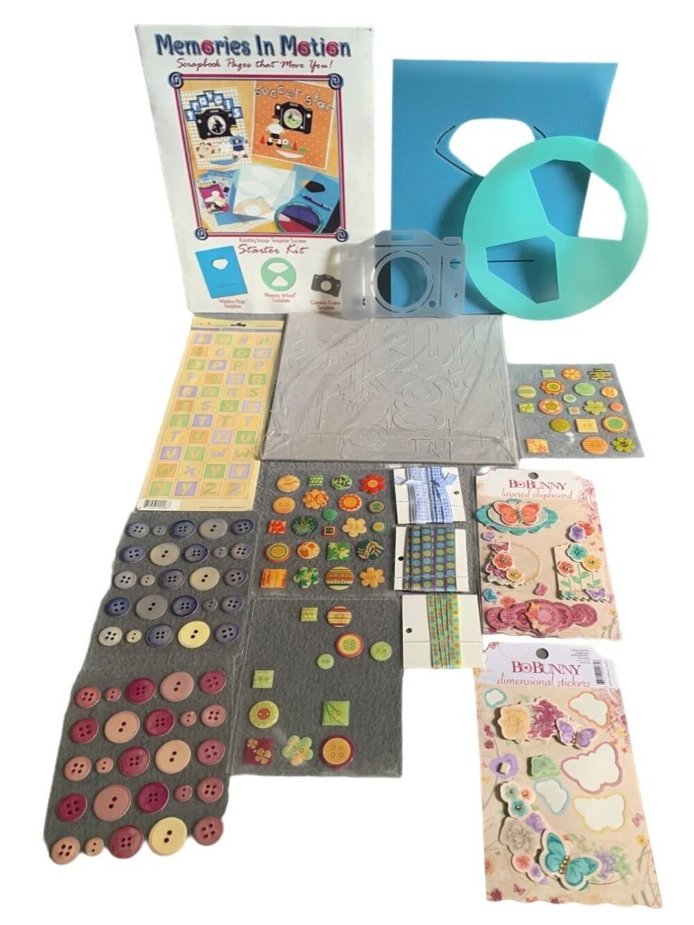 Memories In Motion Scrapbook Kit With BoBunny Stickers & Buttons